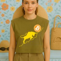Bitcoin Bull Graph Bullish BTC Crypto Garment-Dyed Women's Muscle Tee