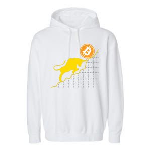 Bitcoin Bull Graph Bullish BTC Crypto Garment-Dyed Fleece Hoodie