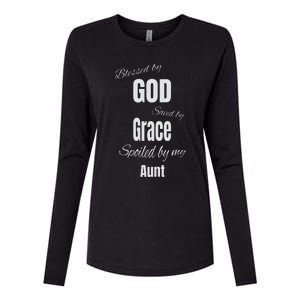 Blessed By God Saved By Grace Spoiled By My Aunt Womens Cotton Relaxed Long Sleeve T-Shirt