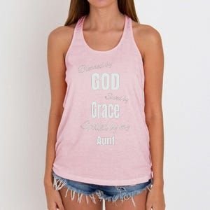 Blessed By God Saved By Grace Spoiled By My Aunt Women's Knotted Racerback Tank