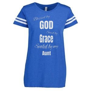 Blessed By God Saved By Grace Spoiled By My Aunt Enza Ladies Jersey Football T-Shirt