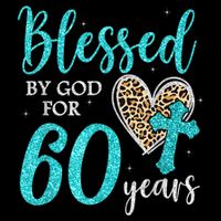Blessed By God For 60 Years Happy 60th Bday Leopard Heart Bucket Hat