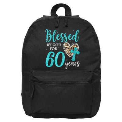 Blessed By God For 60 Years Happy 60th Bday Leopard Heart 16 in Basic Backpack