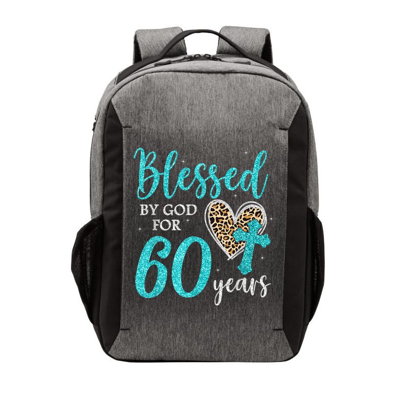 Blessed By God For 60 Years Happy 60th Bday Leopard Heart Vector Backpack