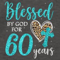 Blessed By God For 60 Years Happy 60th Bday Leopard Heart Vector Backpack