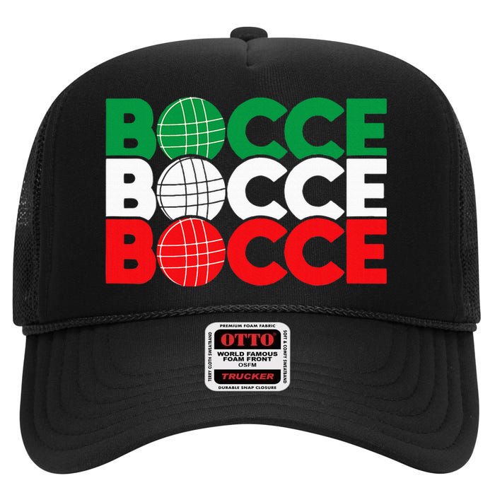 Bocce Ball Game Enthusiast Lawn Bowling Boule Boccia High Crown Mesh Back Trucker Hat