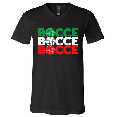 Bocce Ball Game Enthusiast Lawn Bowling Boule Boccia V-Neck T-Shirt