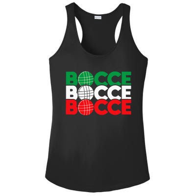 Bocce Ball Game Enthusiast Lawn Bowling Boule Boccia Ladies PosiCharge Competitor Racerback Tank