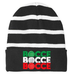 Bocce Ball Game Enthusiast Lawn Bowling Boule Boccia Striped Beanie with Solid Band