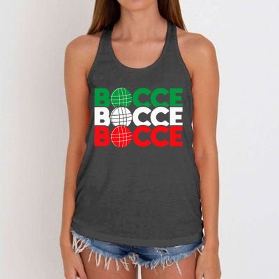 Bocce Ball Game Enthusiast Lawn Bowling Boule Boccia Women's Knotted Racerback Tank