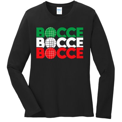 Bocce Ball Game Enthusiast Lawn Bowling Boule Boccia Ladies Long Sleeve Shirt