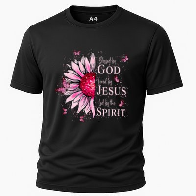 Blessed By God Loved By Jesus Pink Sunflower Performance Shirt