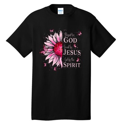 Blessed By God Loved By Jesus Pink Sunflower Tall T-Shirt