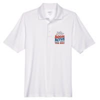 Boom Bitch Get Out The Way Funny 4th Of July Men's Origin Performance Pique Polo