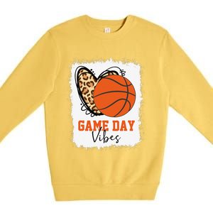 Bleached Basketball Game Day Vibes Basketball Mom Game Day Premium Crewneck Sweatshirt