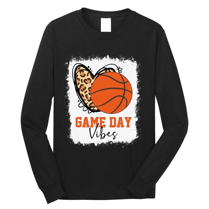 Bleached Basketball Game Day Vibes Basketball Mom Game Day Long Sleeve Shirt