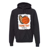 Bleached Basketball Game Day Vibes Basketball Mom Game Day Premium Hoodie