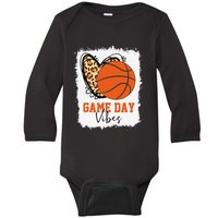 Bleached Basketball Game Day Vibes Basketball Mom Game Day Baby Long Sleeve Bodysuit