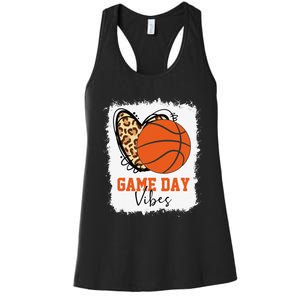 Bleached Basketball Game Day Vibes Basketball Mom Game Day Women's Racerback Tank