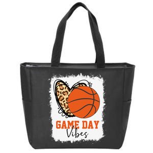 Bleached Basketball Game Day Vibes Basketball Mom Game Day Zip Tote Bag