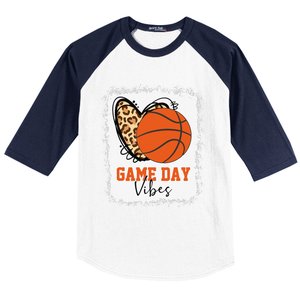 Bleached Basketball Game Day Vibes Basketball Mom Game Day Baseball Sleeve Shirt