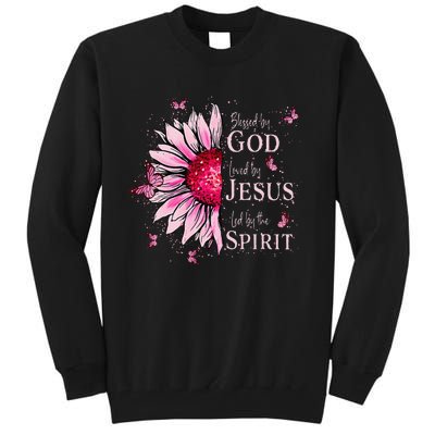 Blessed By God Loved By Jesus Pin.K Sunflower Tall Sweatshirt