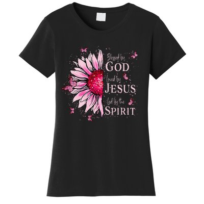 Blessed By God Loved By Jesus Pin.K Sunflower Women's T-Shirt