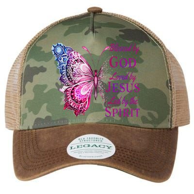 Blessed By God Loved By Jesus Pin.K Butterfly Christian Legacy Tie Dye Trucker Hat