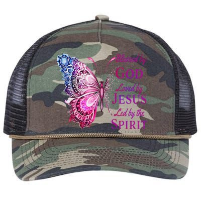 Blessed By God Loved By Jesus Pin.K Butterfly Christian Retro Rope Trucker Hat Cap