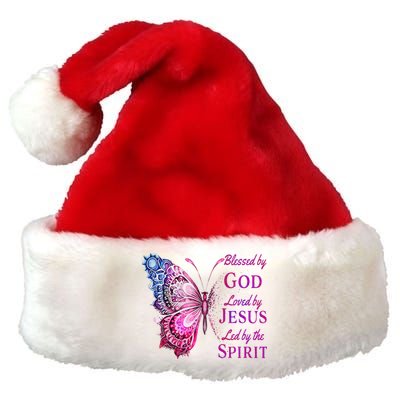 Blessed By God Loved By Jesus Pin.K Butterfly Christian Premium Christmas Santa Hat