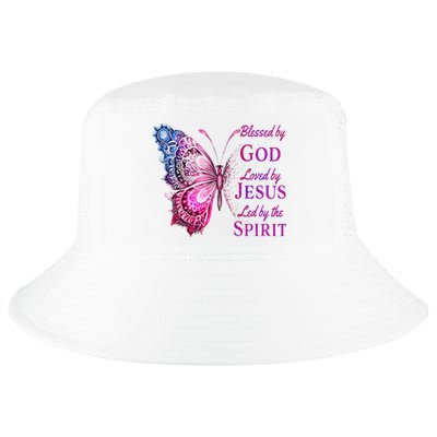 Blessed By God Loved By Jesus Pin.K Butterfly Christian Cool Comfort Performance Bucket Hat