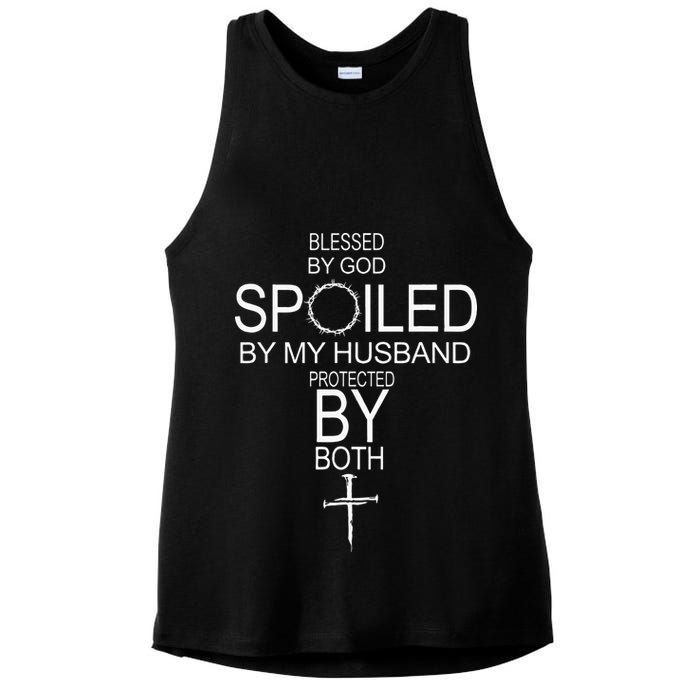 Blessed By God Spoiled By My Husband Protected By Boths Ladies PosiCharge Tri-Blend Wicking Tank