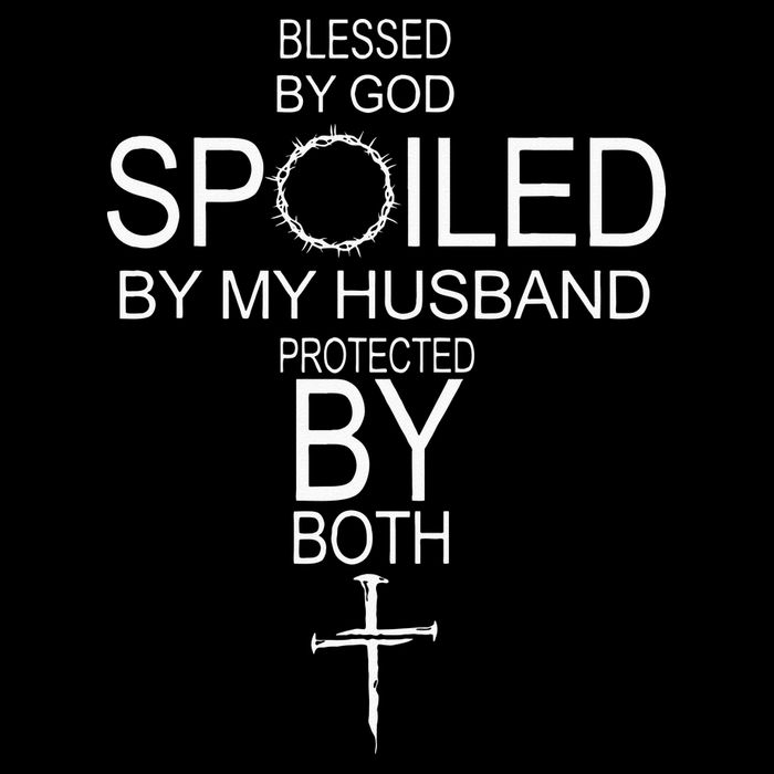 Blessed By God Spoiled By My Husband Protected By Boths 7-Panel Snapback Hat