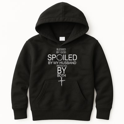 Blessed By God Spoiled By My Husband Protected By Boths Kids Hoodie