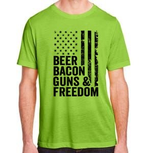 Beer Bacon Guns And Freedom / Usa Bbq American Flag Ing Funny Gift Adult ChromaSoft Performance T-Shirt