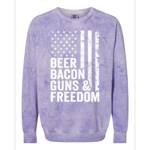 Beer Bacon Guns And Freedom / Usa Bbq American Flag Ing Funny Gift Colorblast Crewneck Sweatshirt