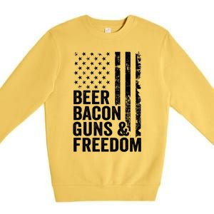 Beer Bacon Guns And Freedom / Usa Bbq American Flag Ing Funny Gift Premium Crewneck Sweatshirt