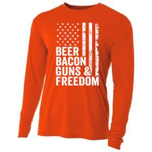 Beer Bacon Guns And Freedom / Usa Bbq American Flag Ing Funny Gift Cooling Performance Long Sleeve Crew