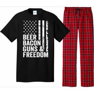 Beer Bacon Guns And Freedom / Usa Bbq American Flag Ing Funny Gift Pajama Set