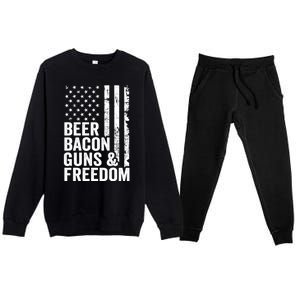 Beer Bacon Guns And Freedom / Usa Bbq American Flag Ing Funny Gift Premium Crewneck Sweatsuit Set