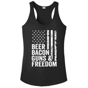 Beer Bacon Guns And Freedom / Usa Bbq American Flag Ing Funny Gift Ladies PosiCharge Competitor Racerback Tank