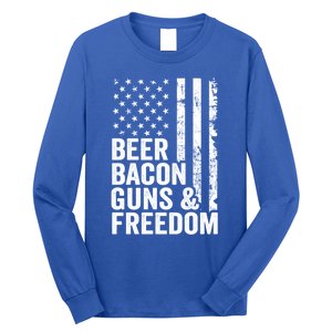 Beer Bacon Guns And Freedom / Usa Bbq American Flag Ing Funny Gift Long Sleeve Shirt