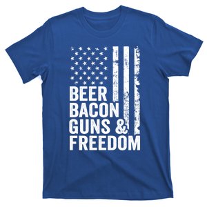 Beer Bacon Guns And Freedom / Usa Bbq American Flag Ing Funny Gift T-Shirt