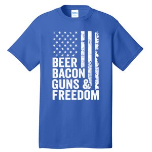 Beer Bacon Guns And Freedom / Usa Bbq American Flag Ing Funny Gift Tall T-Shirt