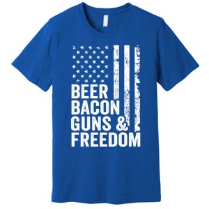 Beer Bacon Guns And Freedom / Usa Bbq American Flag Ing Funny Gift Premium T-Shirt