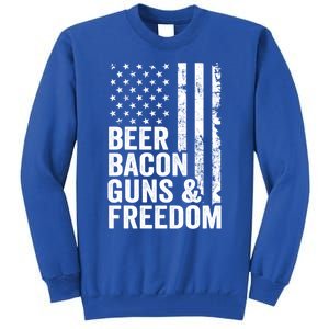 Beer Bacon Guns And Freedom / Usa Bbq American Flag Ing Funny Gift Tall Sweatshirt