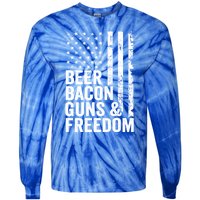 Beer Bacon Guns And Freedom / Usa Bbq American Flag Ing Funny Gift Tie-Dye Long Sleeve Shirt