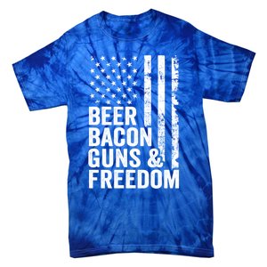 Beer Bacon Guns And Freedom / Usa Bbq American Flag Ing Funny Gift Tie-Dye T-Shirt