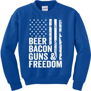 Beer Bacon Guns And Freedom / Usa Bbq American Flag Ing Funny Gift Kids Sweatshirt