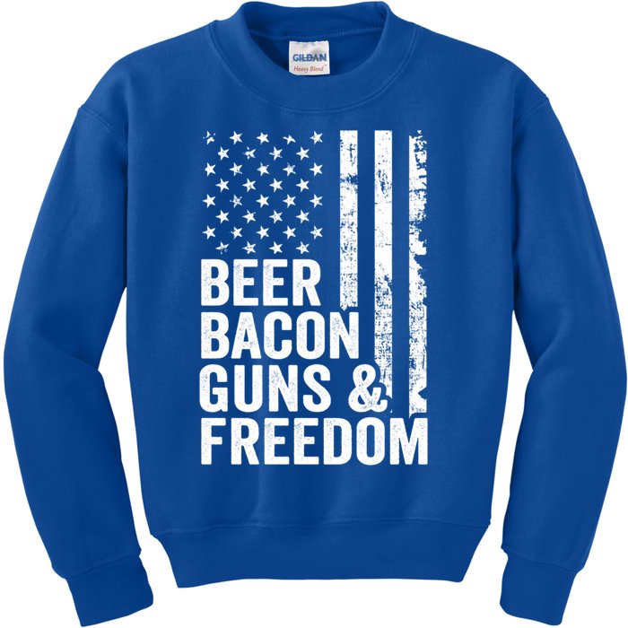 Beer Bacon Guns And Freedom / Usa Bbq American Flag Ing Funny Gift Kids Sweatshirt